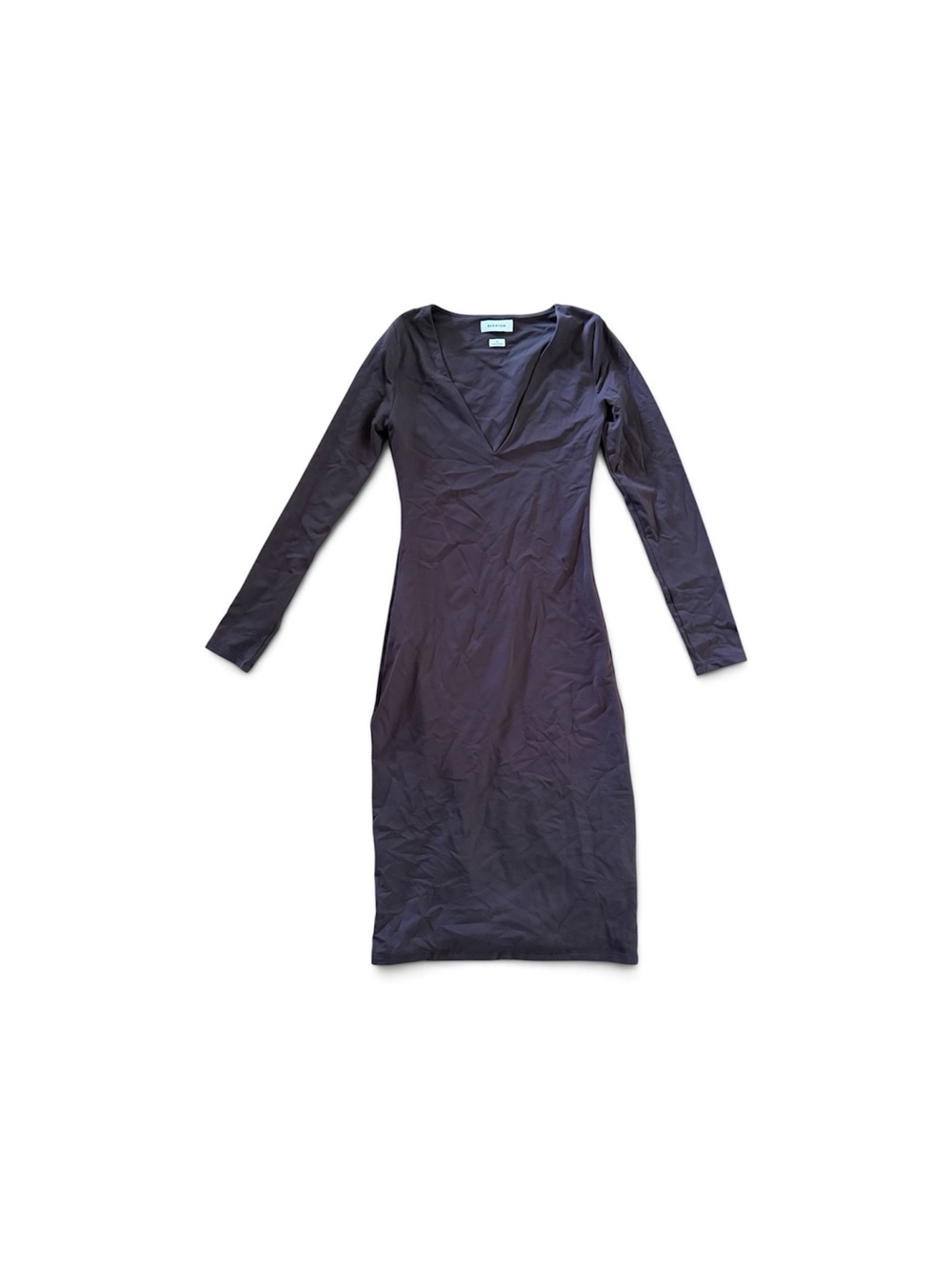 Babaton Long Sleeve V-Neck Bodycon Dress in Brown